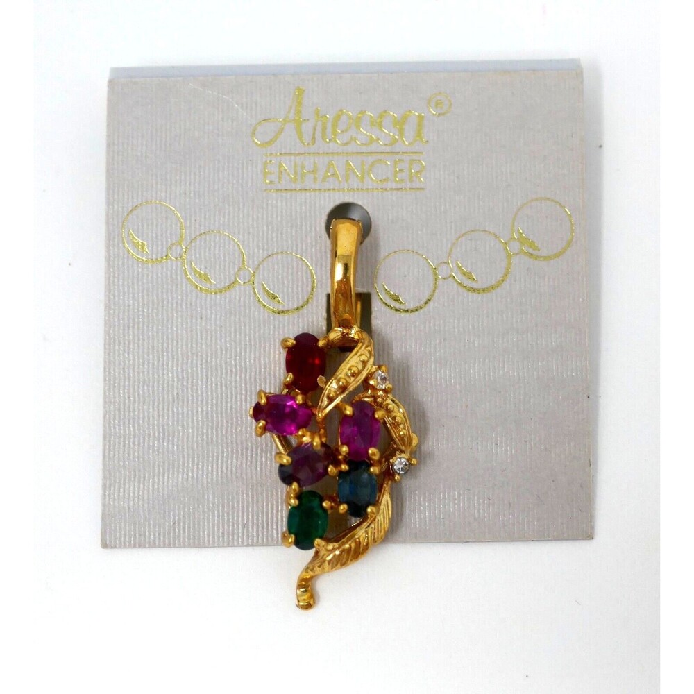 Aressa Enhancer Multicolor Rhinestone Gold Tone Charm Pendant